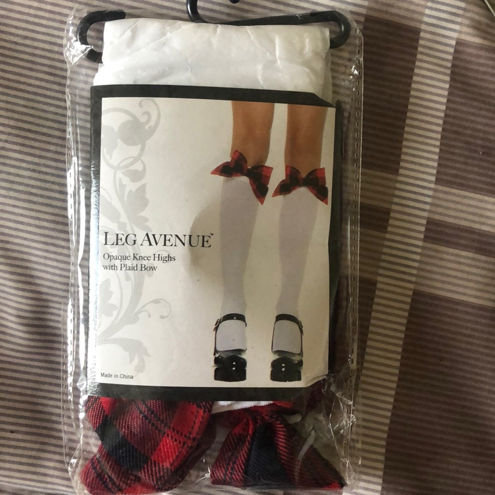 Costume plaid bow socks